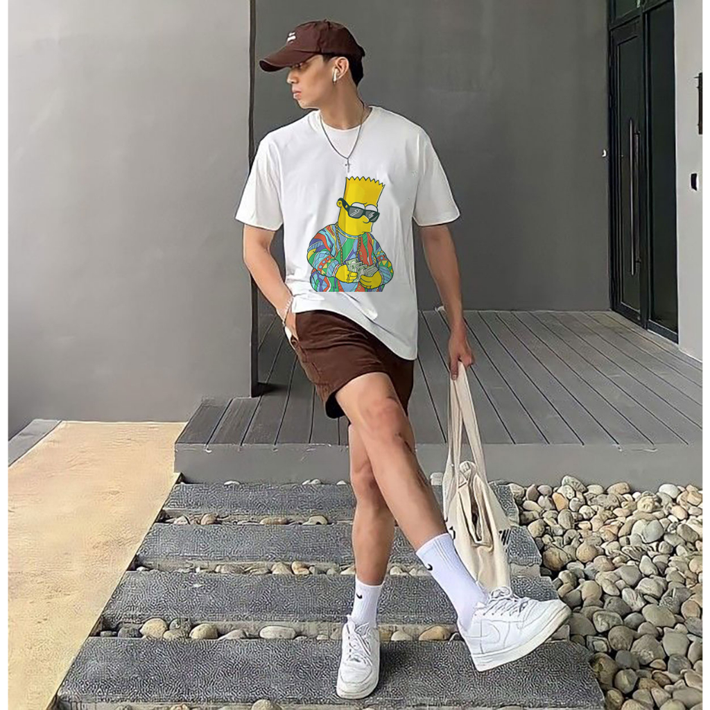 Áo Thun Unisex Simpson Đại Gia Dân Chơi Đường Phố Form Rộng Chất Vải Co Giãn Thoáng Mát Mềm Mịn