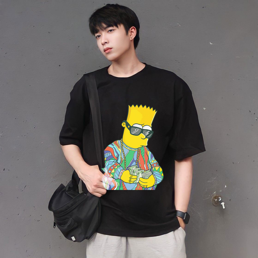 Áo Thun Unisex Simpson Đại Gia Dân Chơi Đường Phố Form Rộng Chất Vải Co Giãn Thoáng Mát Mềm Mịn