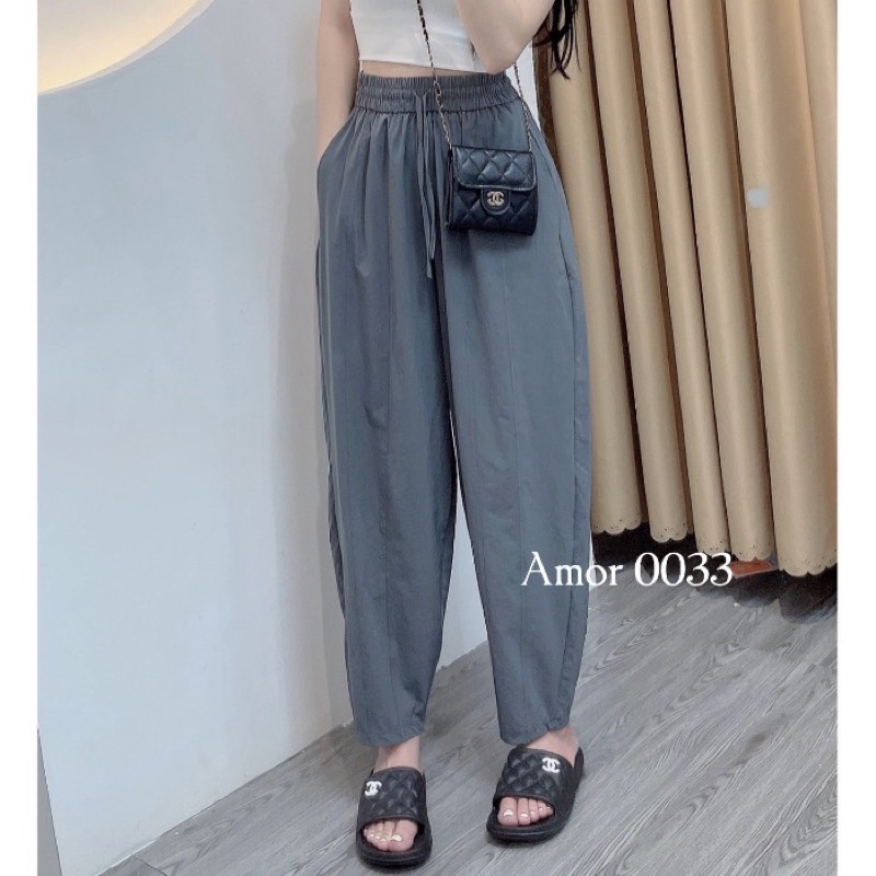 Quần baggy gió thun siêu mềm mịn co giãn 4 chiều cạp chun có dây rút