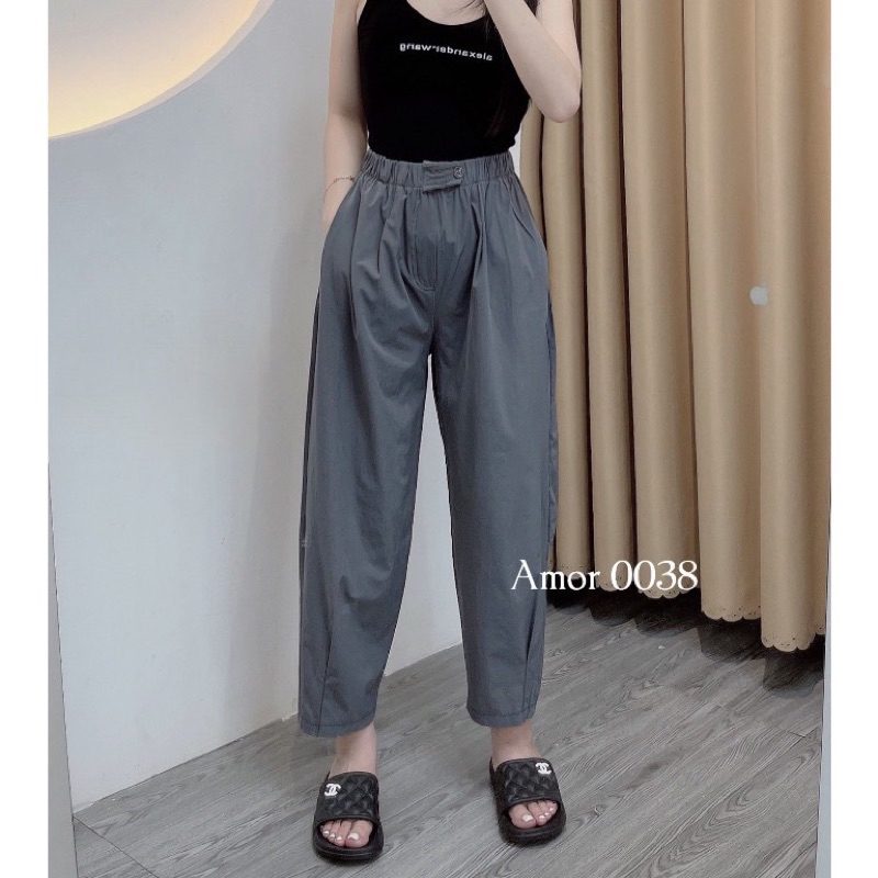 Quần baggy gió thun siêu mềm mịn co giãn 4 chiều cạp chun có dây rút