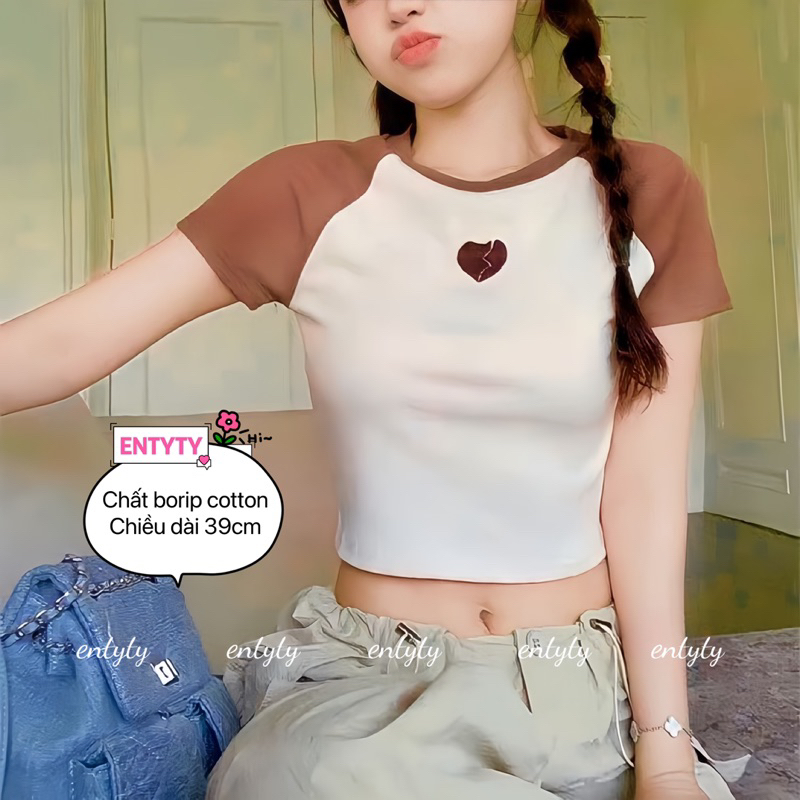 Áo Croptop nữ thêu HEART - Raplag thiết kế riêng biệt