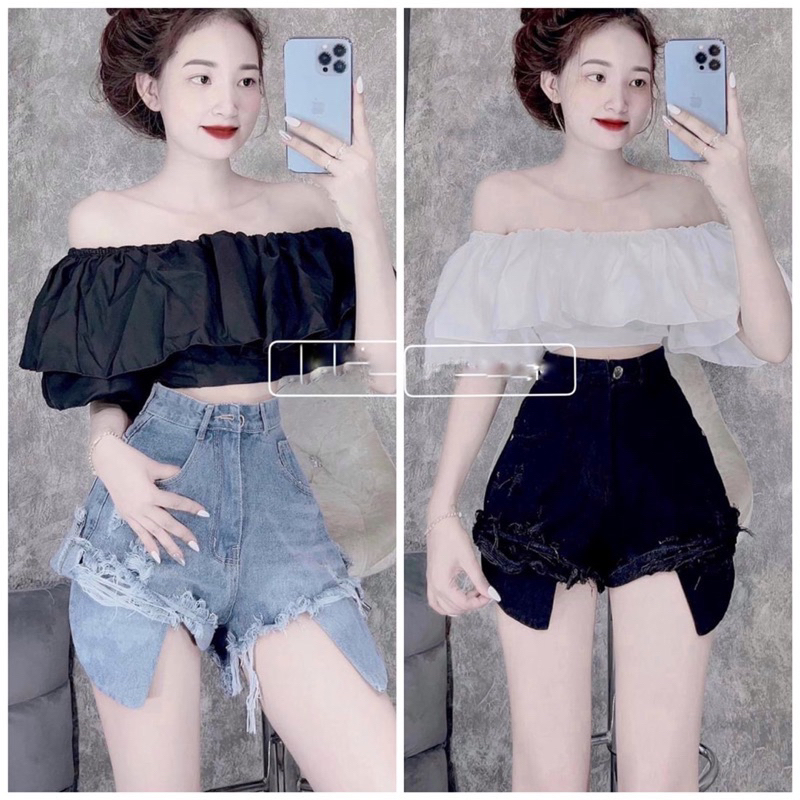 Quần shorts đùi jeans rách đùi tua rua lòi túi (7 màu) - T5L | BigBuy360 - bigbuy360.vn