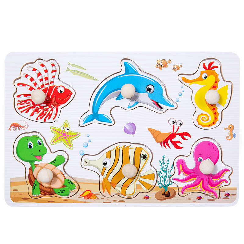 Bảng ghép hình núm gỗ kích thước 22x15cm giúp bé phát triển kỹ năng, tiếng Anh - Đồ chơi Montessori A1studiokids
