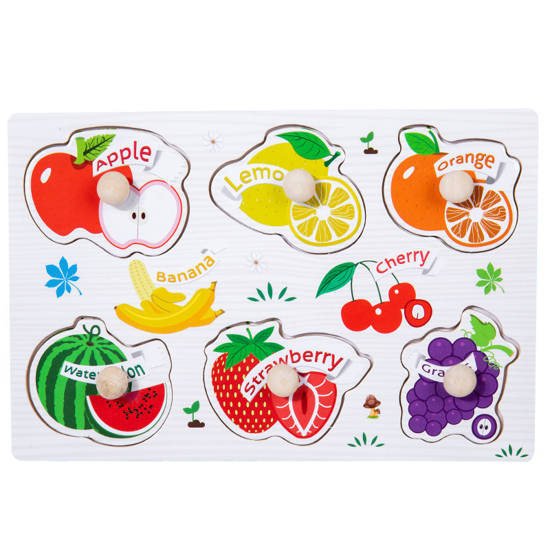 Bảng ghép hình núm gỗ kích thước 22x15cm giúp bé phát triển kỹ năng, tiếng Anh - Đồ chơi Montessori A1studiokids