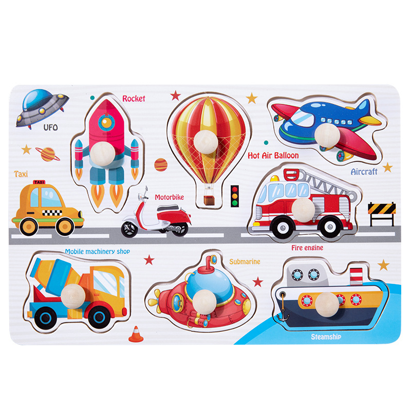 Bảng ghép hình núm gỗ kích thước 22x15cm giúp bé phát triển kỹ năng, tiếng Anh - Đồ chơi Montessori A1studiokids