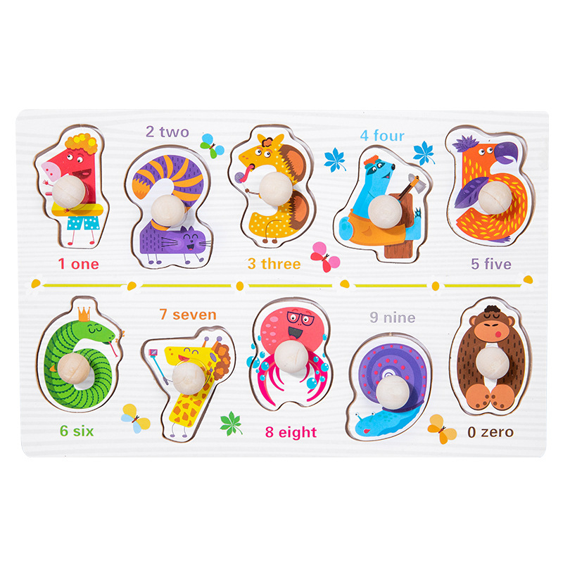 Bảng ghép hình núm gỗ kích thước 22x15cm giúp bé phát triển kỹ năng, tiếng Anh - Đồ chơi Montessori A1studiokids
