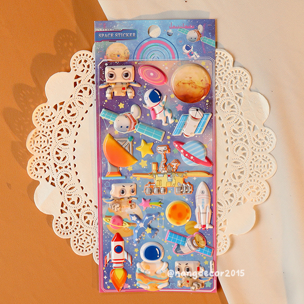 Hình dán sticker nổi 3D | Phi Hành Gia 01 |  hoạt hình dễ thương chống nước cho bé trai, bé gái | Nắng Decor