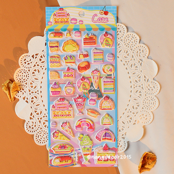 Hình dán sticker nổi 3D | Món ăn, Thức uống 01 | hoạt hình dễ thương chống nước cho bé trai, bé gái | Nắng Decor