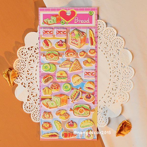 Hình dán sticker nổi 3D | Món ăn, Thức uống 01 | hoạt hình dễ thương chống nước cho bé trai, bé gái | Nắng Decor