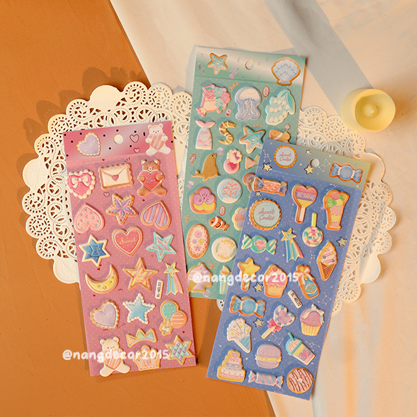 Hình dán sticker nổi 3D | Đá Quý |  hoạt hình dễ thương chống nước cho bé trai, bé gái | Nắng Decor