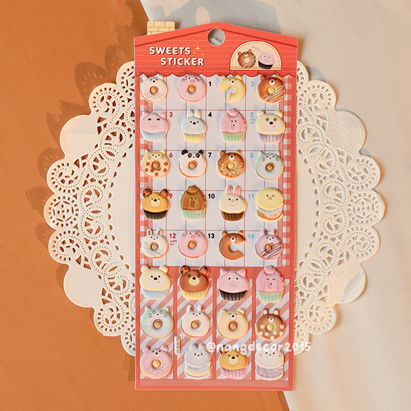 Hình dán sticker nổi 3D | Món ăn, Thức uống 02 | hoạt hình dễ thương chống nước cho bé trai, bé gái | Nắng Decor