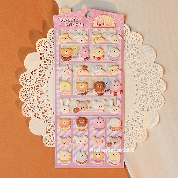 Hình dán sticker nổi 3D | Món ăn, Thức uống 02 | hoạt hình dễ thương chống nước cho bé trai, bé gái | Nắng Decor