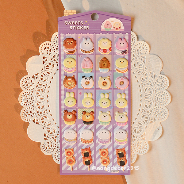 Hình dán sticker nổi 3D | Món ăn, Thức uống 02 | hoạt hình dễ thương chống nước cho bé trai, bé gái | Nắng Decor