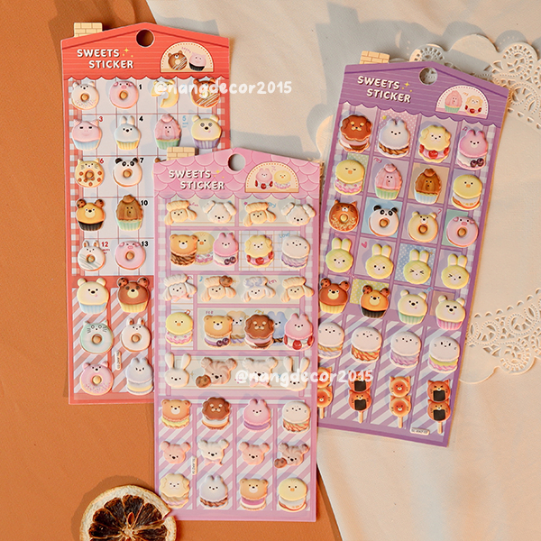 Hình dán sticker nổi 3D | Món ăn, Thức uống 02 | hoạt hình dễ thương chống nước cho bé trai, bé gái | Nắng Decor