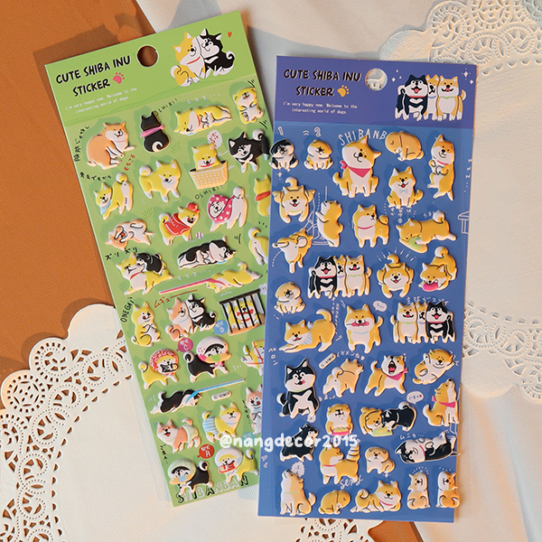 Hình dán sticker nổi 3D | Shiba Inu | hoạt hình dễ thương chống nước cho bé trai, bé gái | Nắng Decor