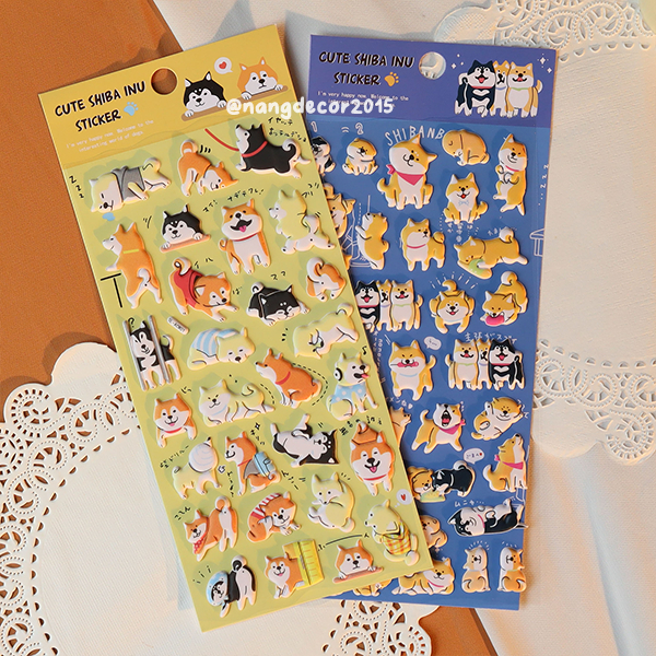 Hình dán sticker nổi 3D | Shiba Inu | hoạt hình dễ thương chống nước cho bé trai, bé gái | Nắng Decor