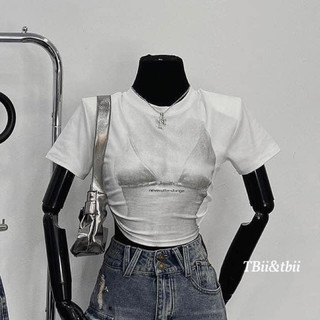 Áo croptop hình Bikini trắng[ Hàng sẵn]