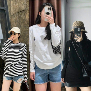 Set Combo 3 áo dài tay thêu gấu whou cho nữ phong cách hàn quốc, áo thun cổ tròn.