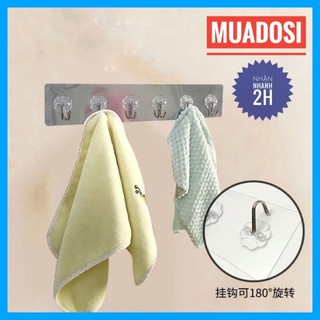 Thanh treo đồ dán tường 6 móc kim loại