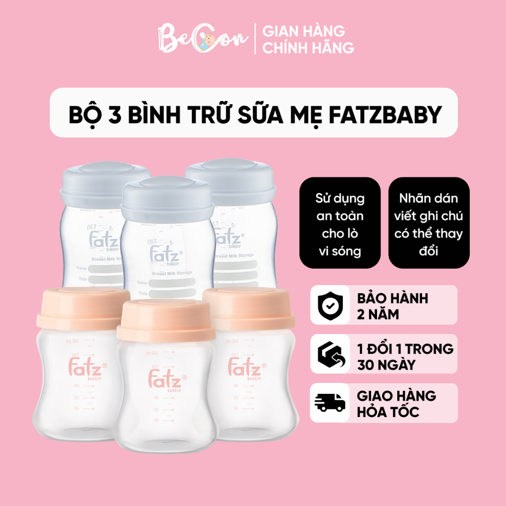 Bộ 3 Bình Trữ Sữa Mẹ Fatzbaby 150ml FB0120N by BeCon