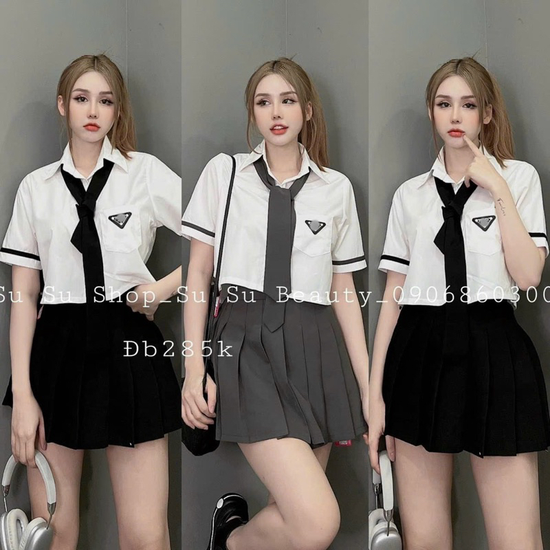 Set viền phối bo chân váy đuôi cá đẹp