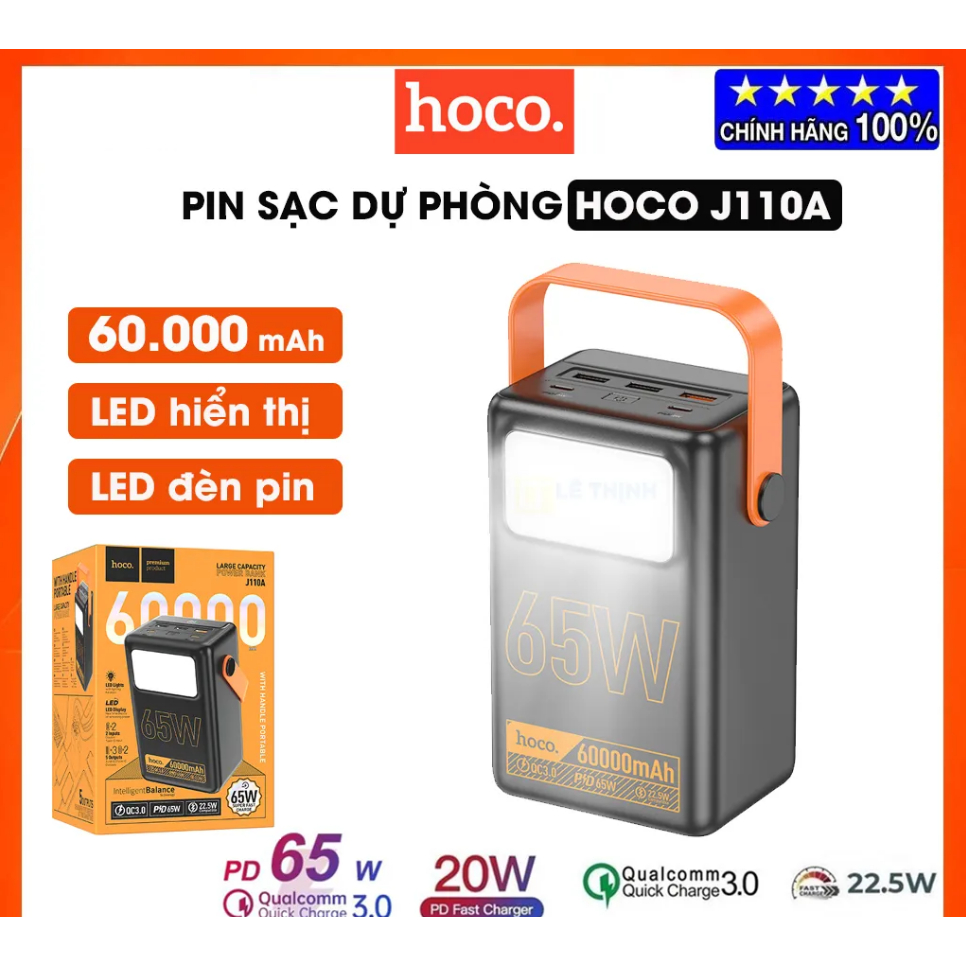 Pin Sạc Nhanh PD65w Hoco J110A 60000mAh Chính Hãng [BH 1 Năm]