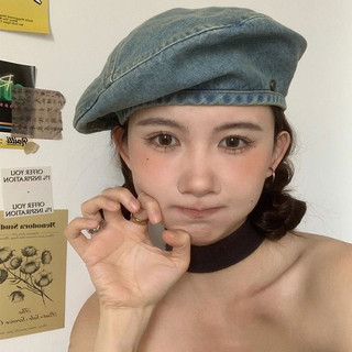 Mũ beret denim mũ nồi phong cách hàn quốc mũ jeans