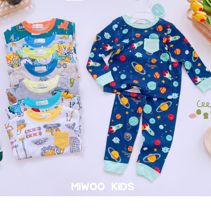 Bộ Dài Tay Thun Bozip Miwoo Kids Họa Tiết Cực Cool Cho Bé Trai - Mẫu Mới Nhất