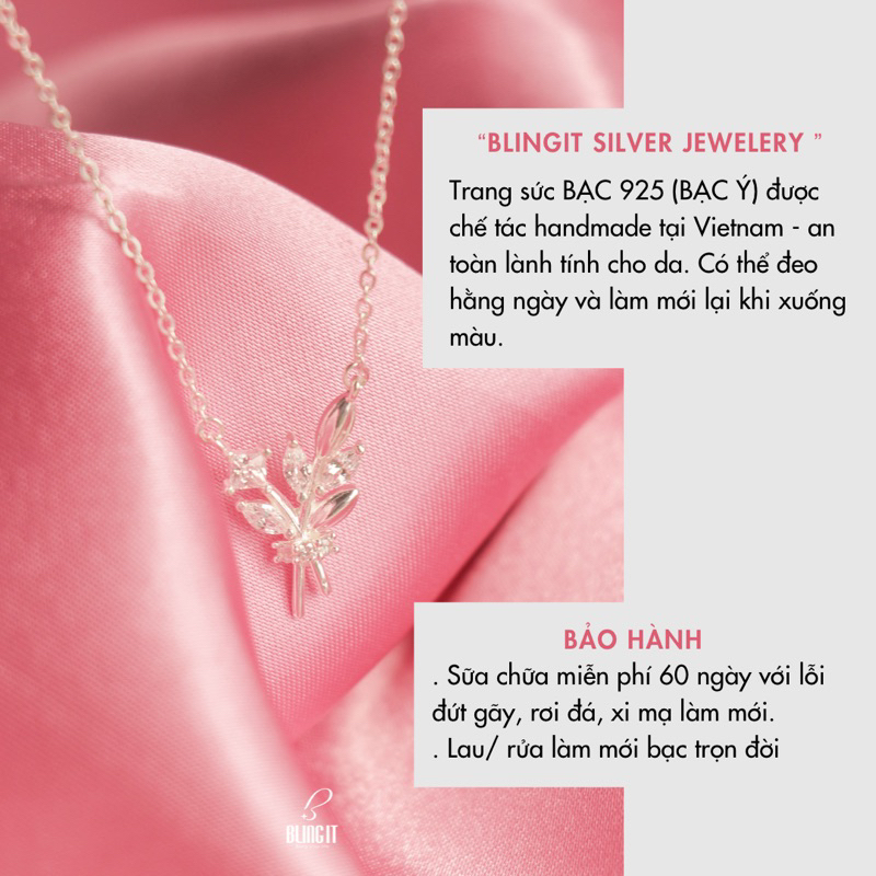 Dây chuyền bạc nữ 925 BLING IT thiết kế nữ tính dễ thương đính đá BIVC291