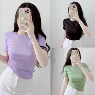 Áo thun body tay ngắn cổ tròn gân Quảng Châu