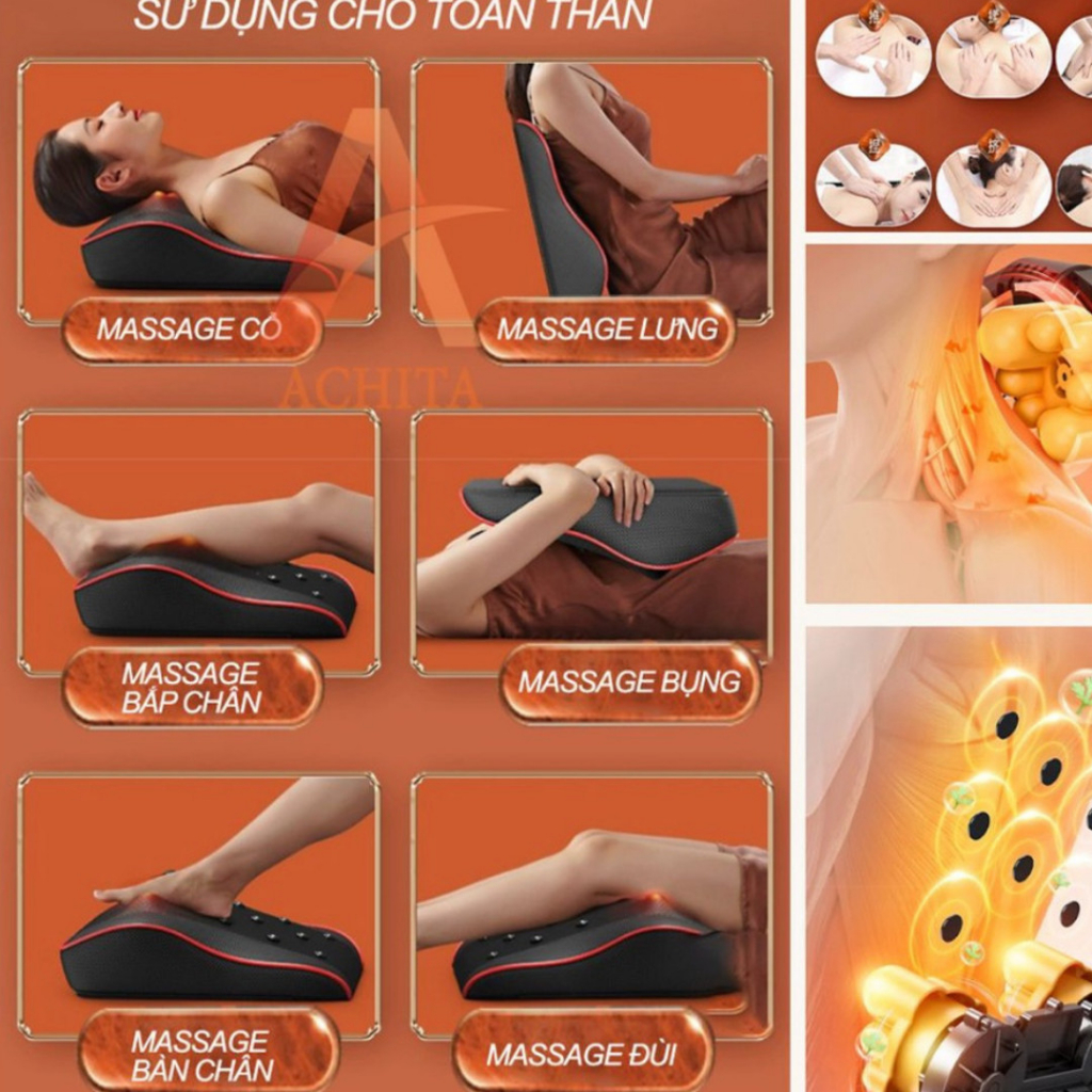 Gối massage vai gáy toàn thân đa năng cao cấp thế hệ mới 2023
