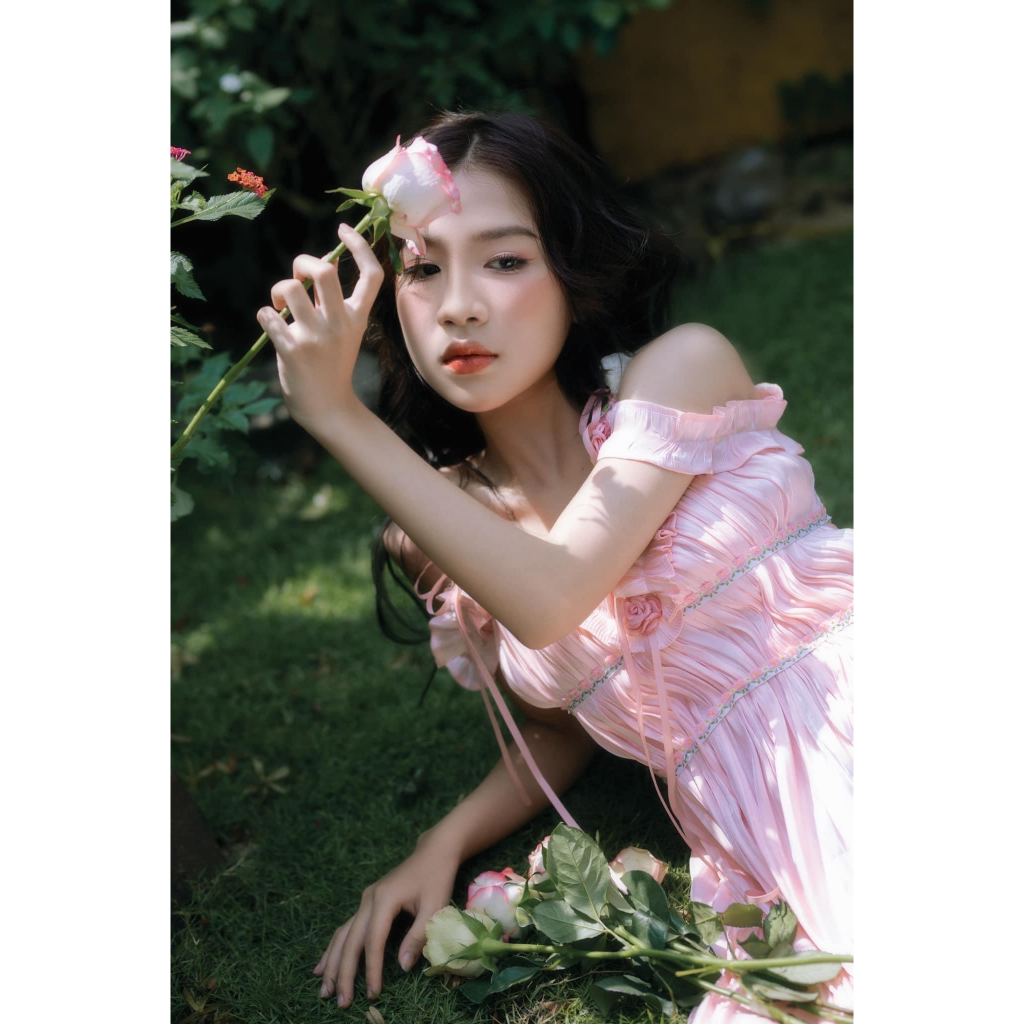 THANH LÝ  - Váy hồng 2 dây dún