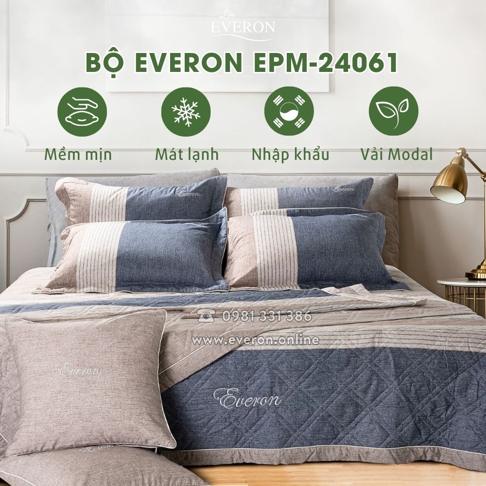 Bộ chăn ga Everon EPM24061 chất liệu Modal, bộ ga phủ và bộ ga chun chần 4 mùa