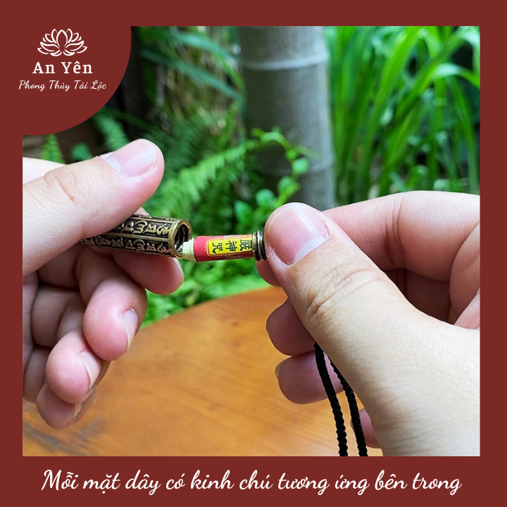 Vòng cổ Hộ Pháp, Dây đeo Bình An phong thủy nam nữ bằng đồng thau có kinh chú bên trong