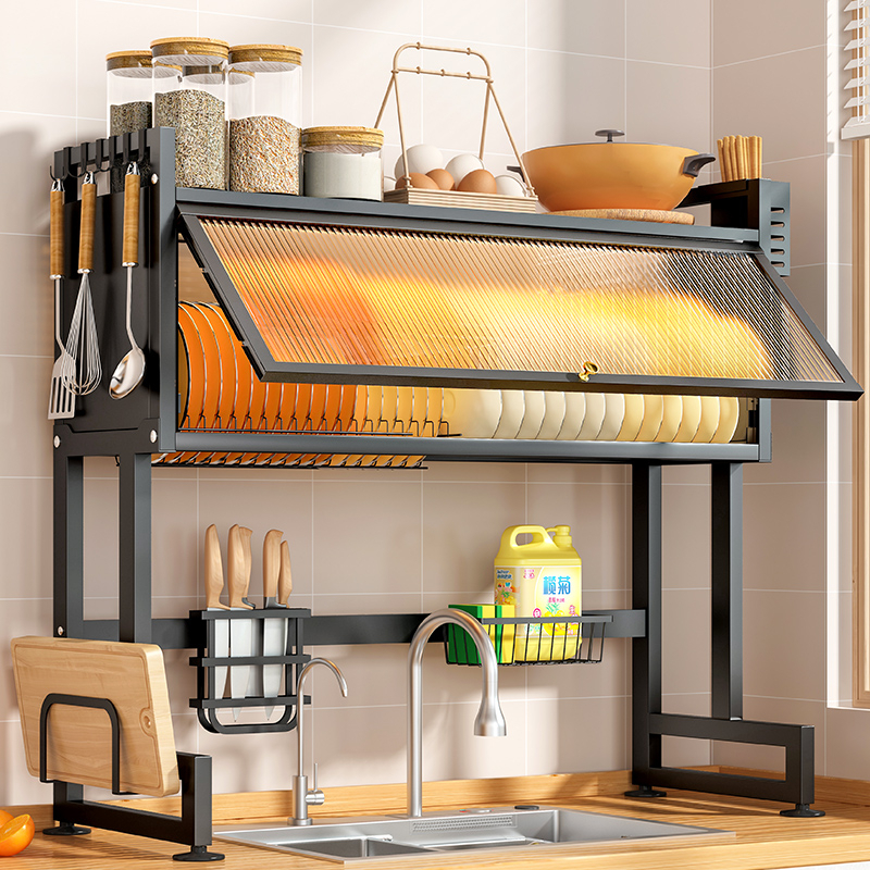 Kệ Úp Bát, Kệ Chén Đĩa Thông Minh Trên Bồn Rửa Bát, Trạn Bát Đĩa Đa Năng Kèm Ống Đũa