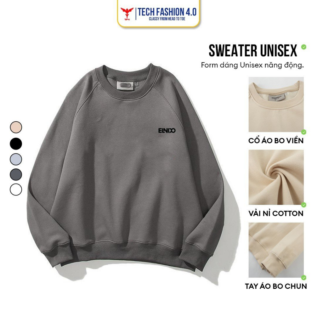 Áo Sweater trơn Nam Nữ Form Rộng Ulzzang Unisex Thu Đông Nam Nữ Local Brand TF4.0 Nỉ Bông Cotton 100% TF4