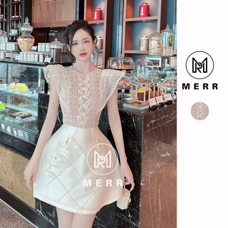 Đầm ren phối tafta tay cánh tiên đính hoa | merrchuyenvay
