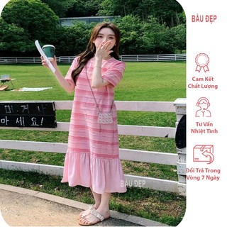 Váy đầm bầu công sở dự tiệc mùa hè phong cách Hàn Quốc