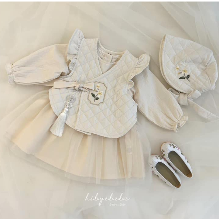 Set váy gile cover Hàn vải dư chuẩn xịn tặng bờm