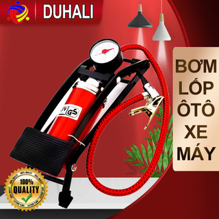 Bơm Hơi Đạp Chân Ôtô Xe Máy Xe Đạp - Bơm Đạp Chân Mini Đa Năng - Piston Êm Ái, Nhẹ Nhàng, Khỏe, Nhiều Đầu Cắm - Duhali