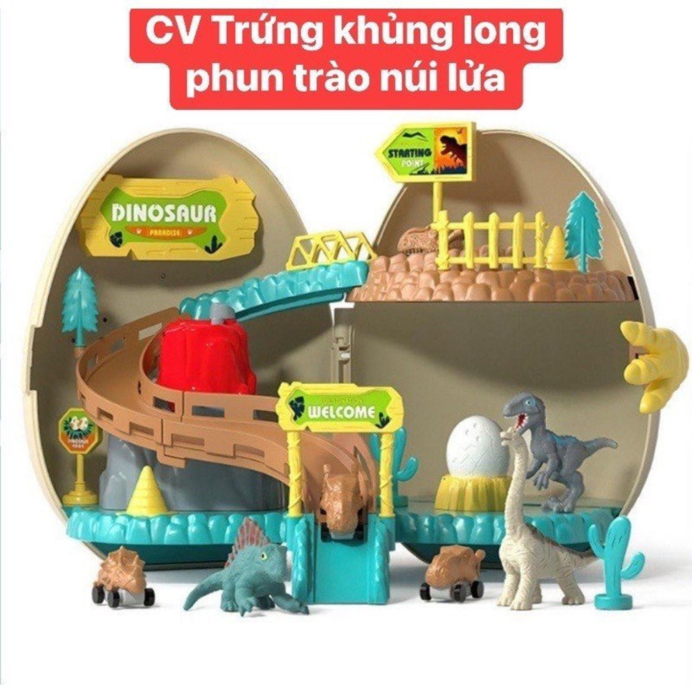 Trứng Khủng Long Phun Trào Núi Lửa, Hiệu Ứng Phun Sương, Âm Thanh Sinh Động, Kèm Xe, Cầu Tuột Và Chi Tiết Tiểu Cảnh