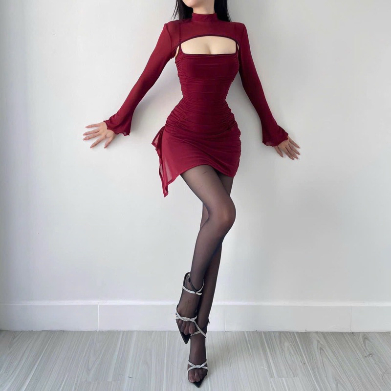 Set Đầm Body Lưới Kèm Tay Rời -Bộ Đầm JOYSTYLE tone dáng 91