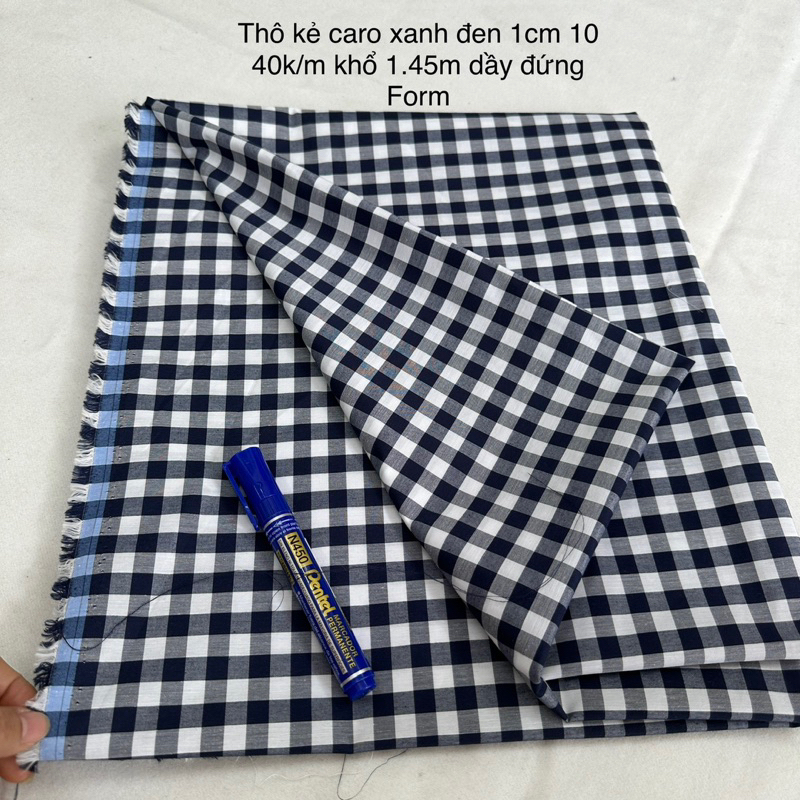 Vải Thô kẻ caro - Thô dệt kiểu linen siêu mát-100% coton không nhăn, may váy bộ, áo sơ mi, quần suông hè