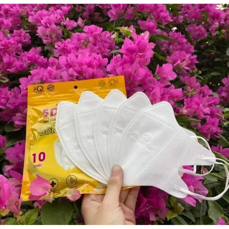 Khẩu trang 5D bông sen vàng 10 cái