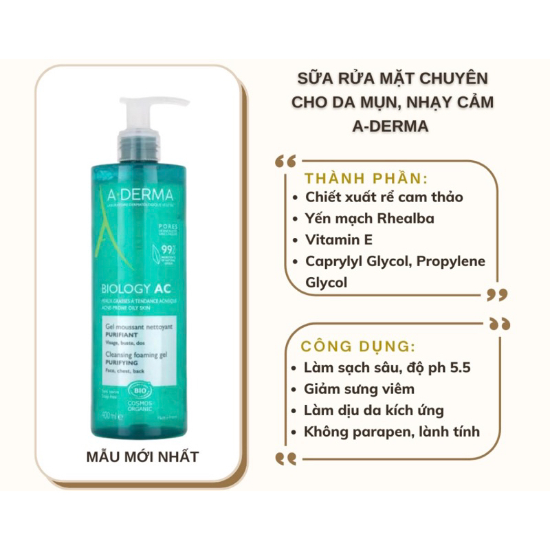Sữa Rửa Mặt A Derma Purifying Foaming Gel