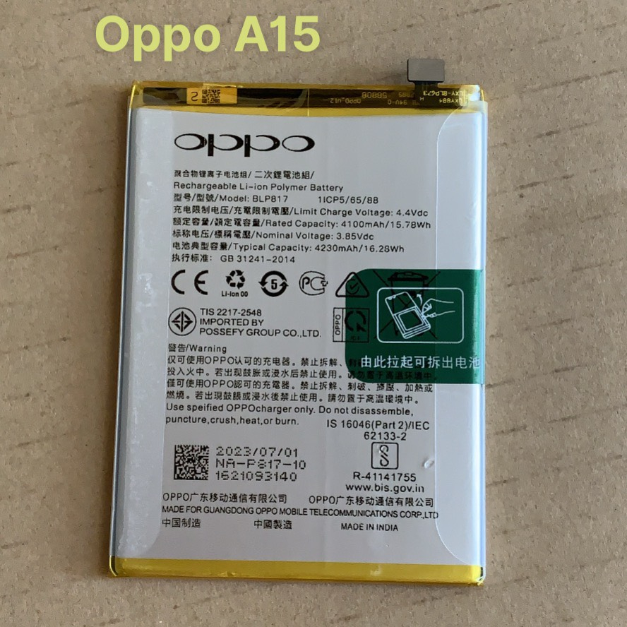 Pin BLP817, Oppo A15 /A15s zin new 100% dung lượng 4230mAh/16.28Wh