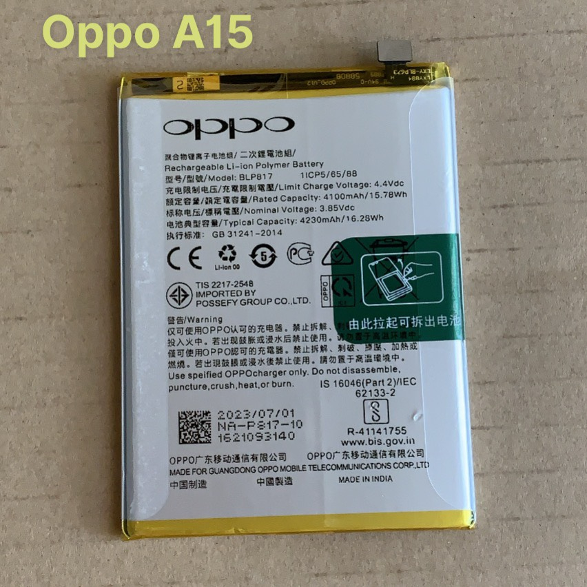 Pin BLP817, Oppo A15 /A15s zin new 100% dung lượng 4230mAh/16.28Wh