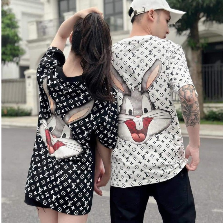 Áo thun Lờ Vê in hình thỏ Áo phông Nam Nữ cotton dày dặn in hình cực đẹp