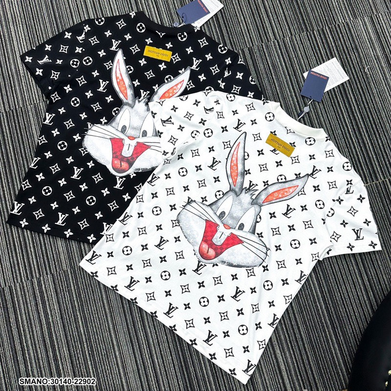 Áo thun Lờ Vê in hình thỏ Áo phông Nam Nữ cotton dày dặn in hình cực đẹp