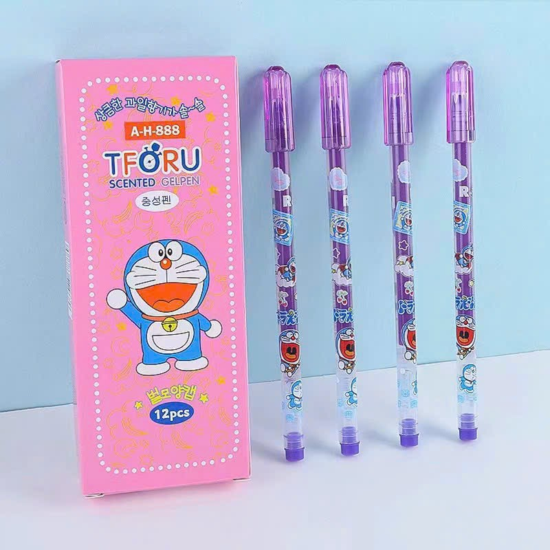 Hộp 12 Bút Tforu Doreamon thơm viết nho đủ màu  ngòi 0.38mm